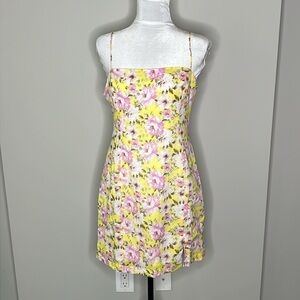 Lush Nordstrom Yellow & Pink Cotton Floral Mini Dress NWT!